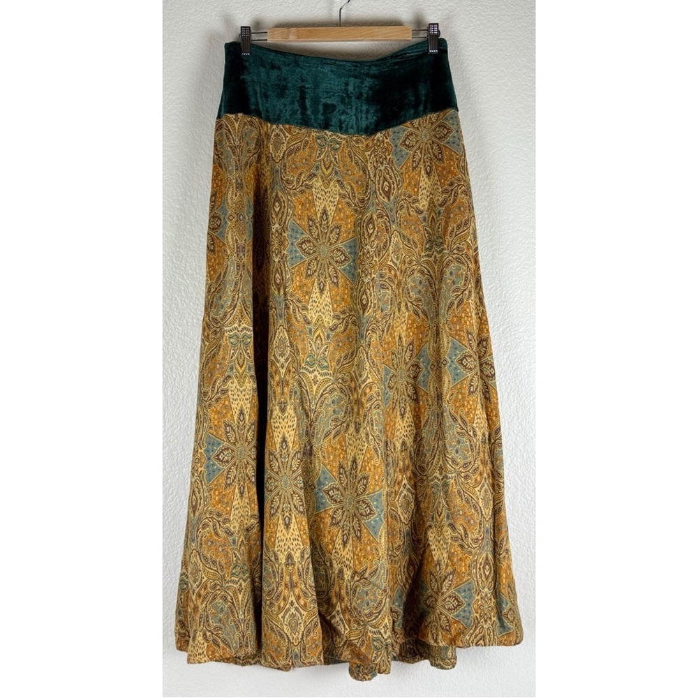 Soft Surroundings Women's Velvet Paisley Print Maxi Skirt, size Small Tall - Picture 3 of 8